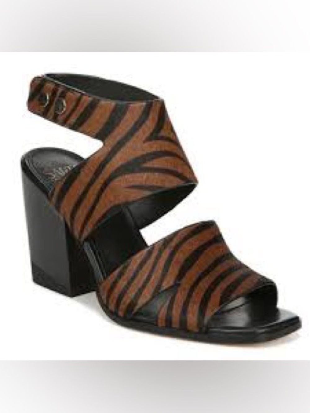 FRANCO SARTO Isabella Genuine Calf Hair Zebra Block Heel Chunky Sandals